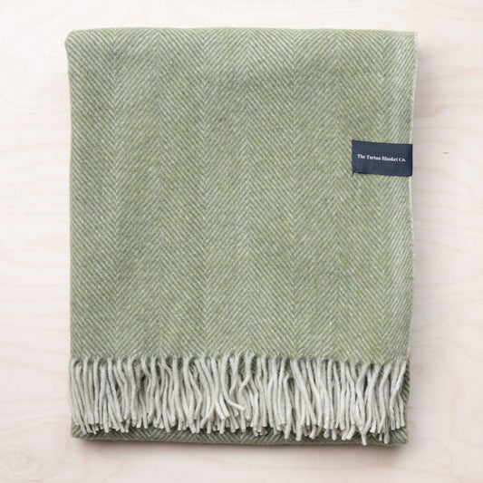 Recycled-Wool-Blanket-Olive-Herringbone