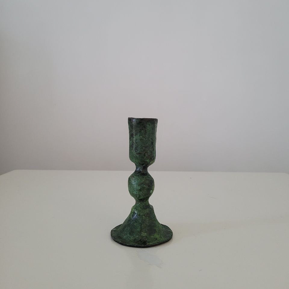 Green Iron Candle Holder product shot displaying rustic design 