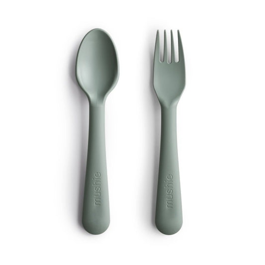 Mushie Spoon and Fork Set in Dried Thyme