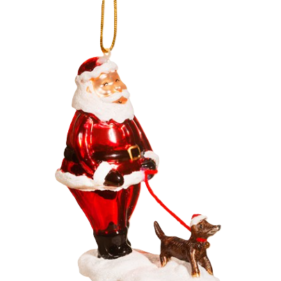 Sass & Belle Santa Walking a Dog Christmas Bauble