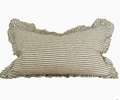 Ellenvale Hallie Ruffled Linen Cushion in Olive Stripe
