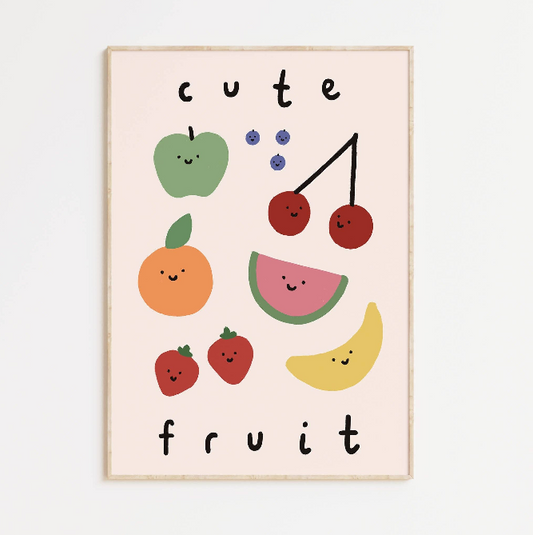 Cute Fruit A4 Wall Art Print by Kitty Makes