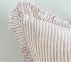 Ellenvale Ruffled Edge Hallie Ruffled Linen Cushion Pink Stripe 45 x 45cm