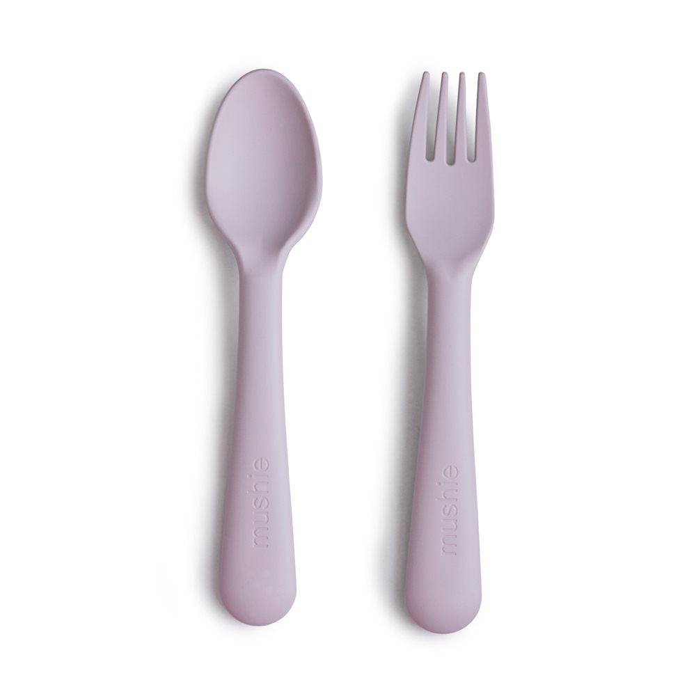 Mushie Baby Spoon and Fork Set in Ivory