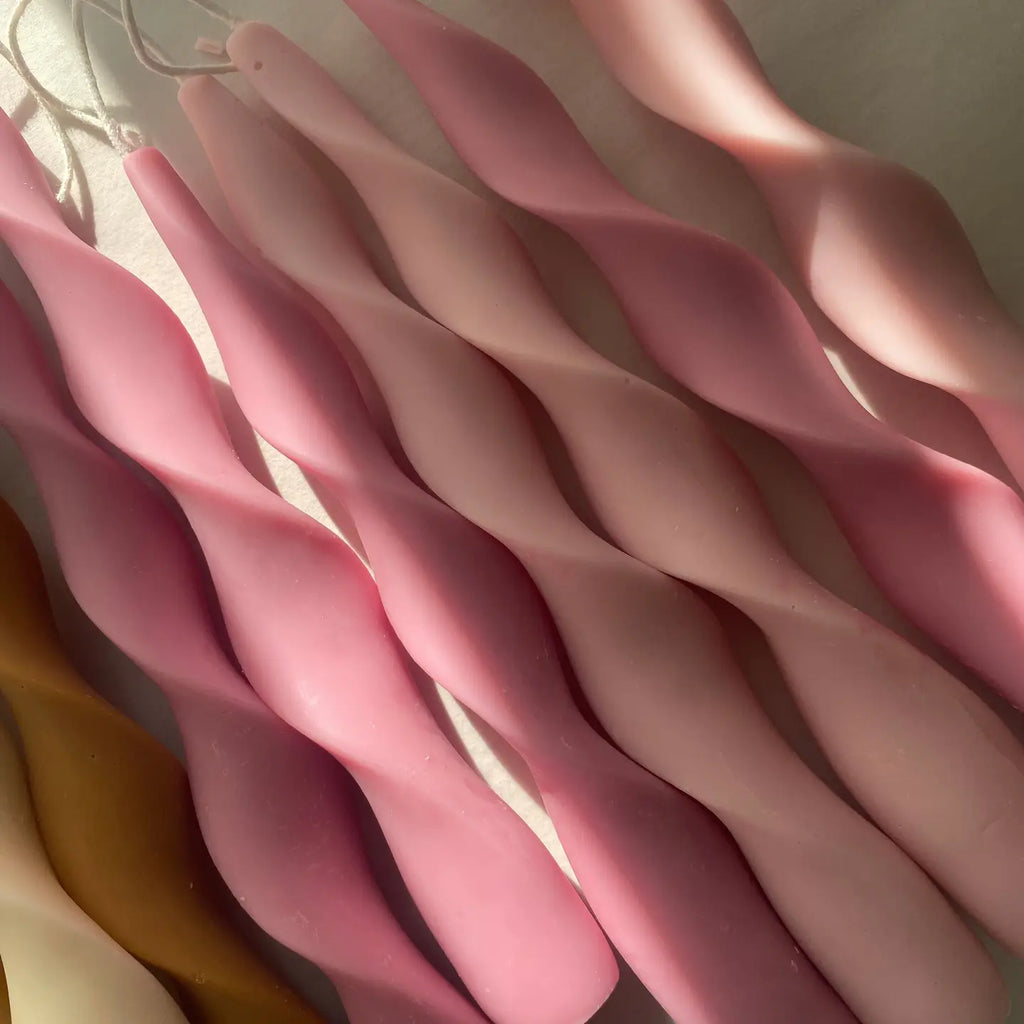 Pink Soy Wax Twist Vegan Candles