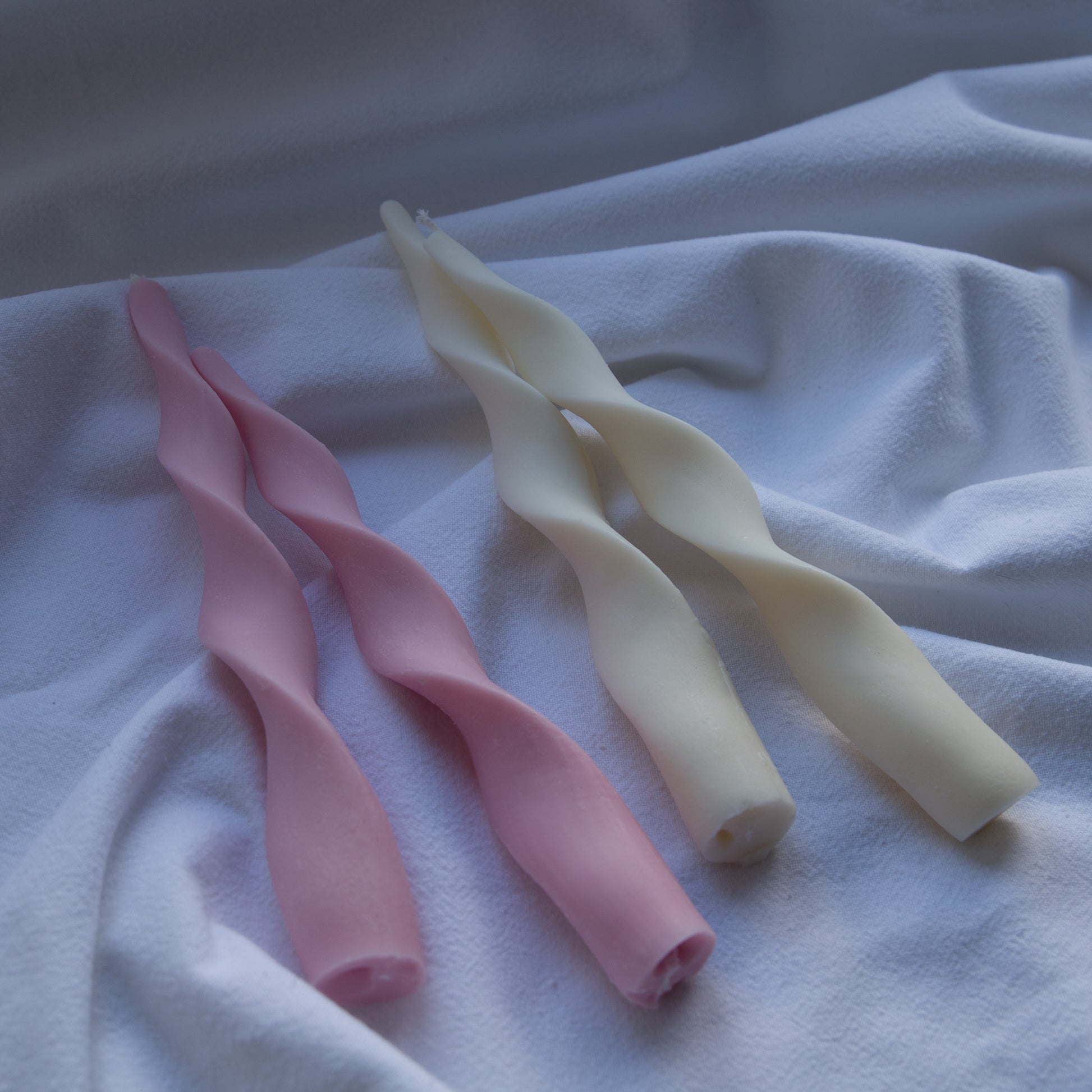 Swirl Soy Taper Candles in Blush or Cream