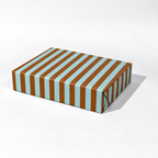 Heather Evelyn Classic Stripe Brown & Blue Gift Wrap