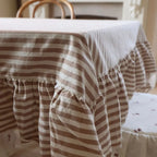 Ellenvale Interiors 100% Cotton Ruffle Tablecloth in Brown Stripe