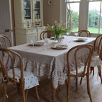 Ellenvale Interiors 100% Cotton Ruffle Tablecloth in Brown Stripe