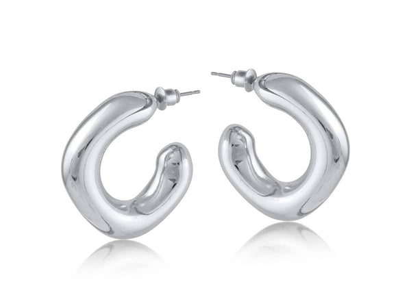 Big Metal London Athenais Organic Shape Hoop Earrings in Silver or Gold