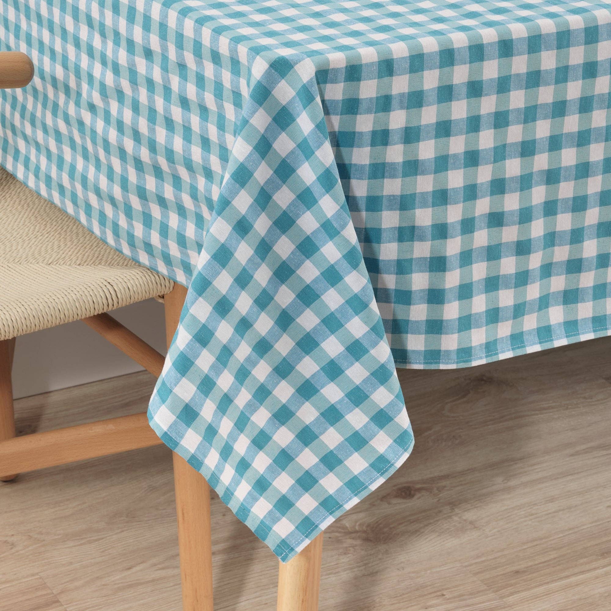 SG Hogar Light Blue Gingham Tablecloth in Various Sizes