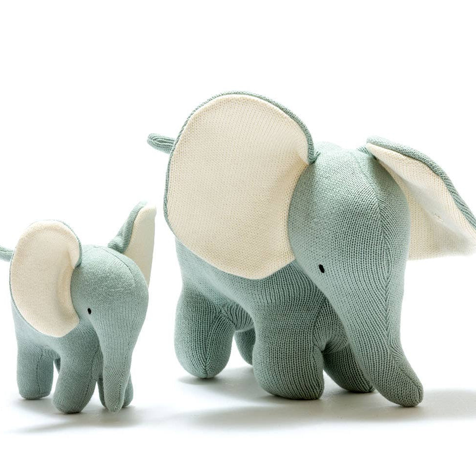 Best Years Ellis the Elephant Plush Toy Knitted Organic Cotton in Teal