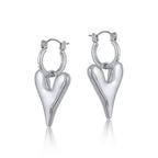 Big Metal London Daria Puff Heart Hoop Earrings in Silver or Gold Plated