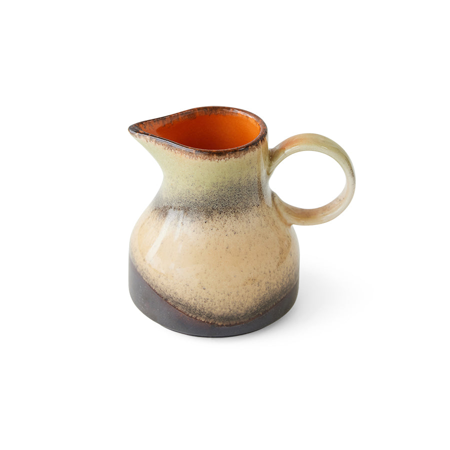 HKLIVING 70's Ceramic Milk Jug in Brown and Cream Glaze