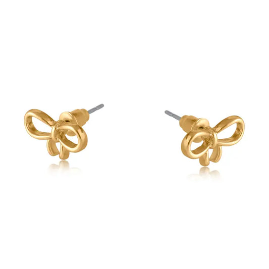Big Metal London Santorini Bow Stud Earrings in Silver or Gold Plates