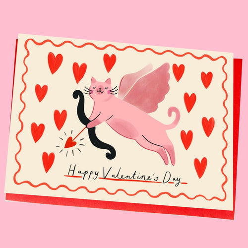 Kitty Kenda Happy Valentines Day Cat / Dog Cupid Greeting Card