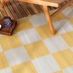 Furn Yellow Checkerboard 100% Recycled Outdoor Rug