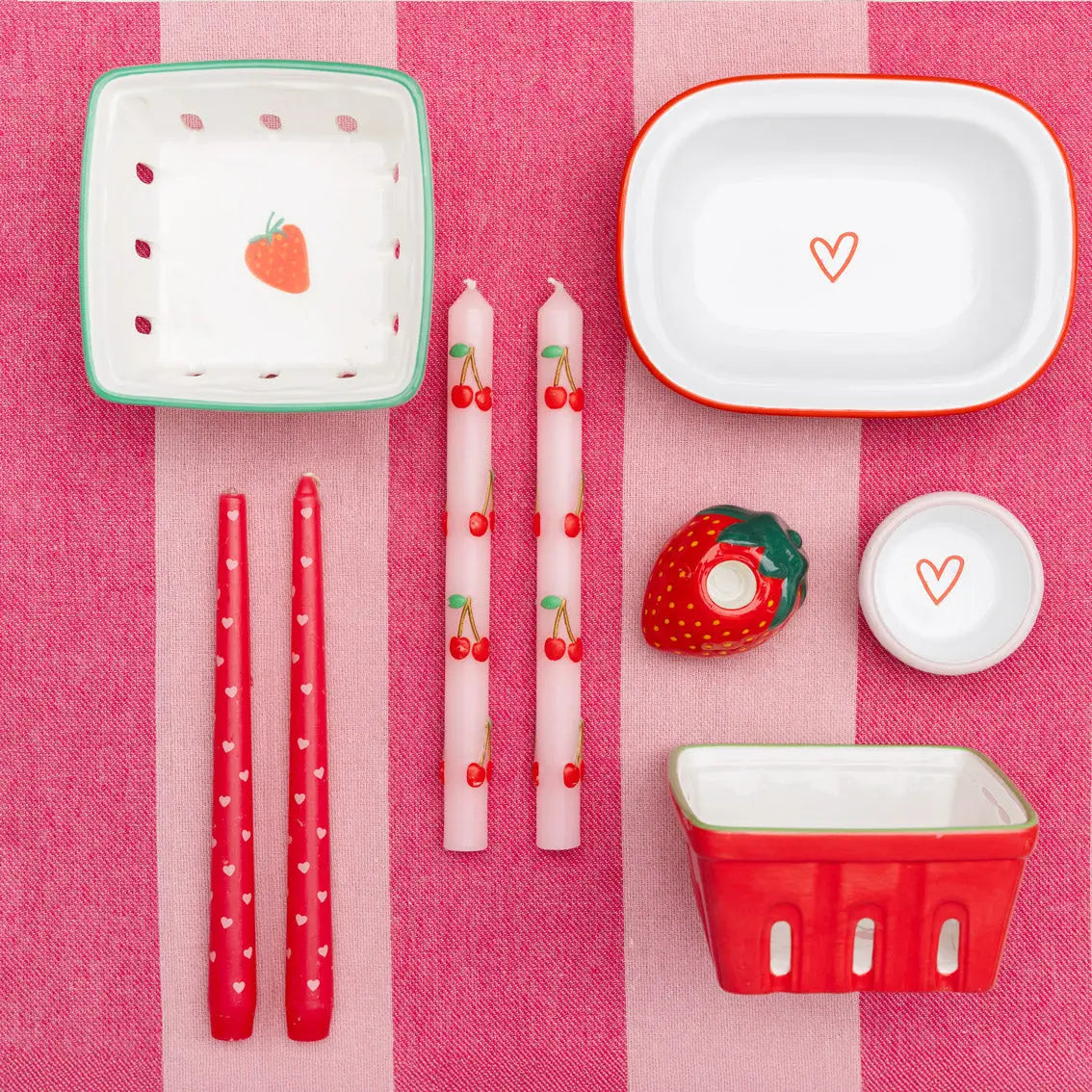 Talking Tables Pink and Red Striped 100% Cotton Tablecloth