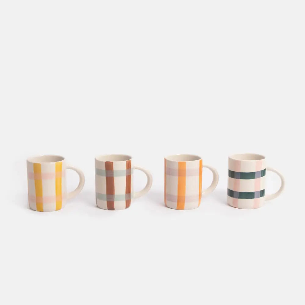 Caroline Gardner Espresso Cup in Checkered Pink and Yellow