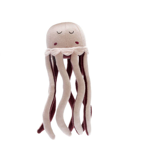 Plush octopus toy on a white background