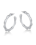 Big Metal London Camille Squiggle Large Hoops in Silver or Gold Plated