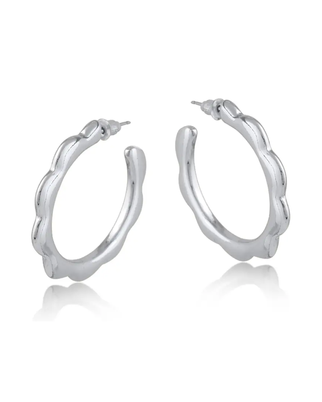 Big Metal London Camille Squiggle Large Hoops in Silver or Gold Plated