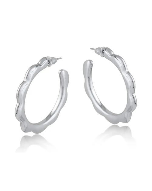 Big Metal London Camille Squiggle Large Hoops in Silver or Gold Plated