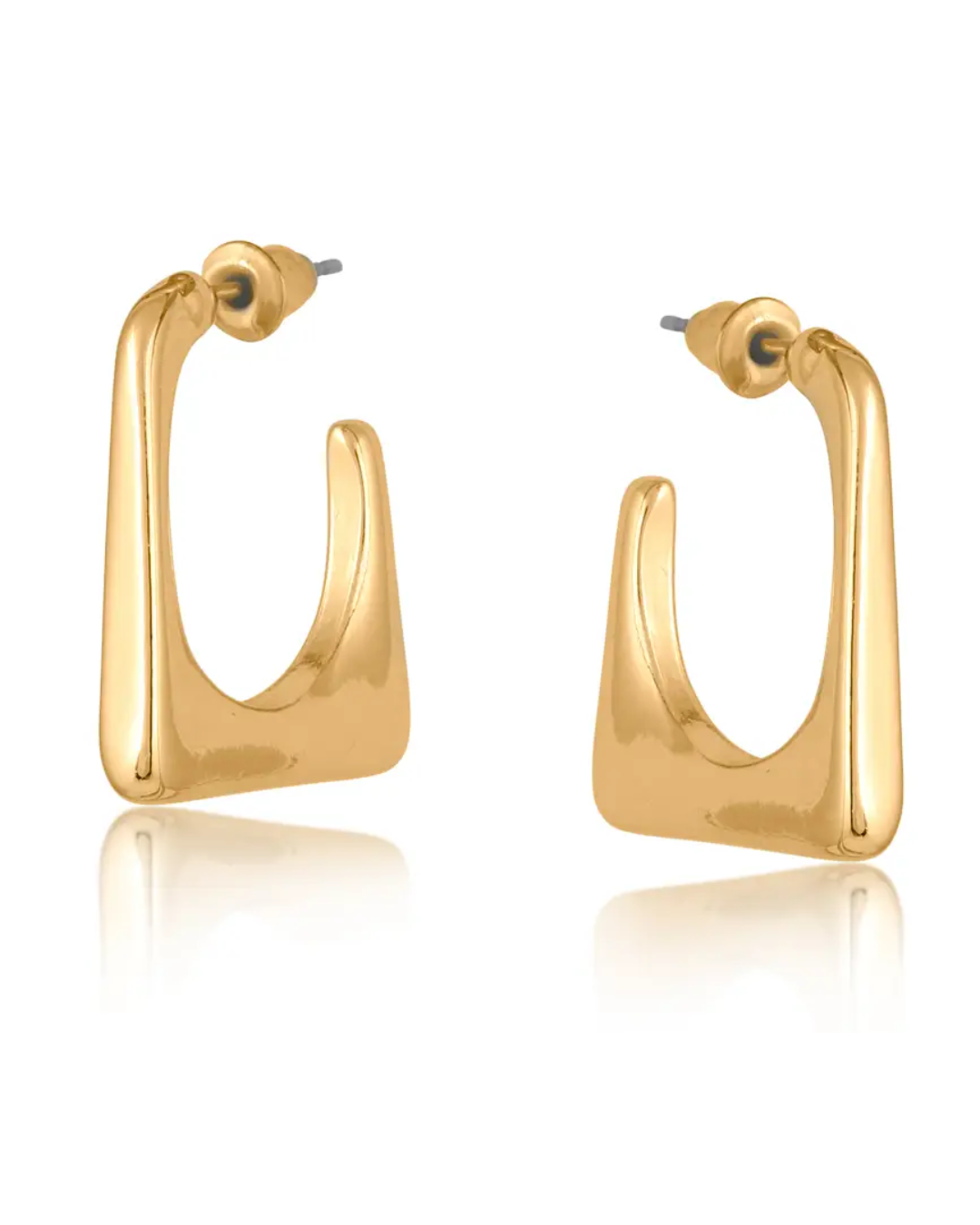 Gold hoop earrings on a white background
