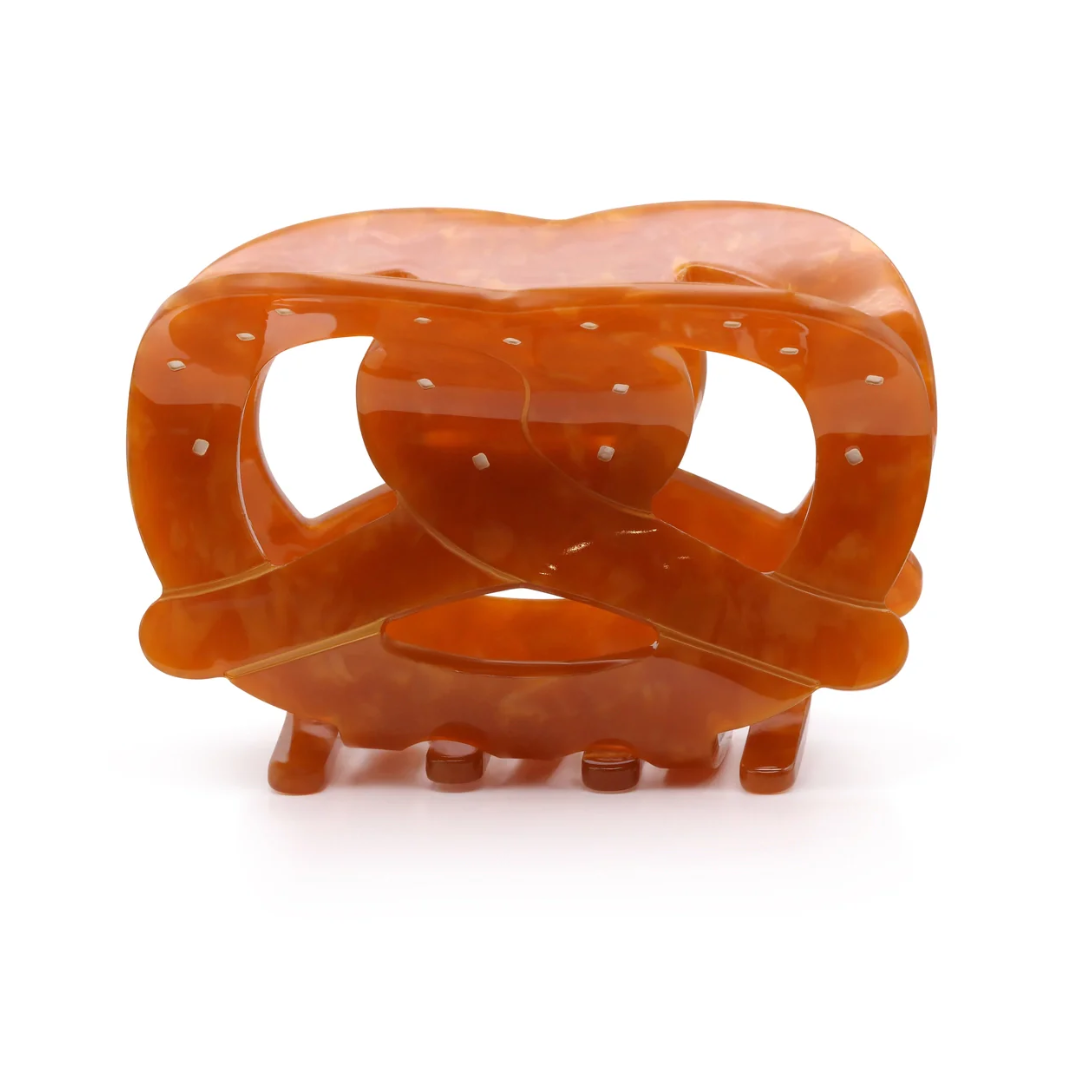 Big Metal London Pretzel Novelty Hair Claw Clip