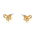 Gold bow-shaped earrings on a white background