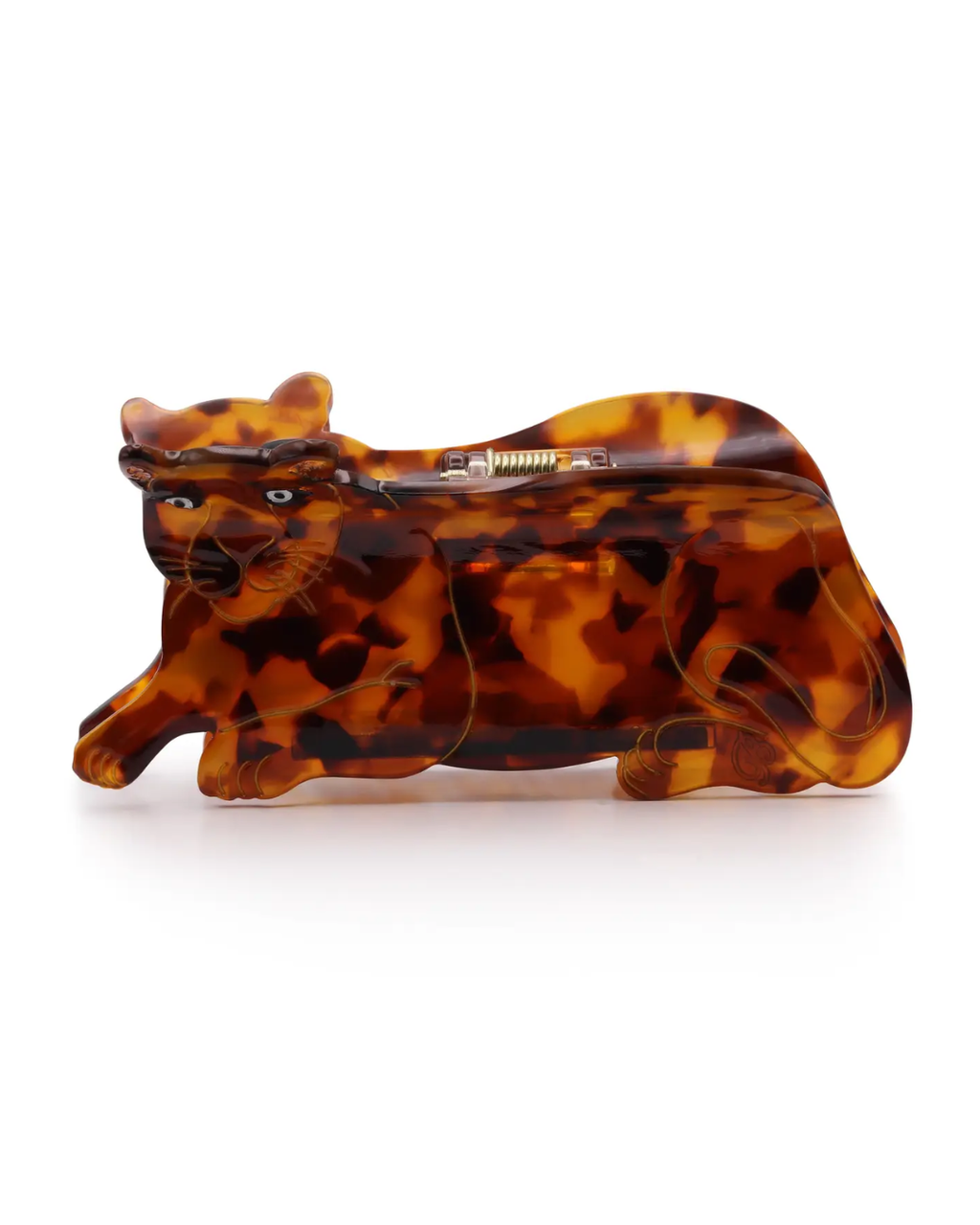 Big Metal London Wild Cat Hair Claw Clip in Brown