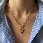 Big Metal London Daria Puff Heart Chain Necklace in Silver or Gold