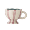 Ceramic mug with purple stripes on a white background
