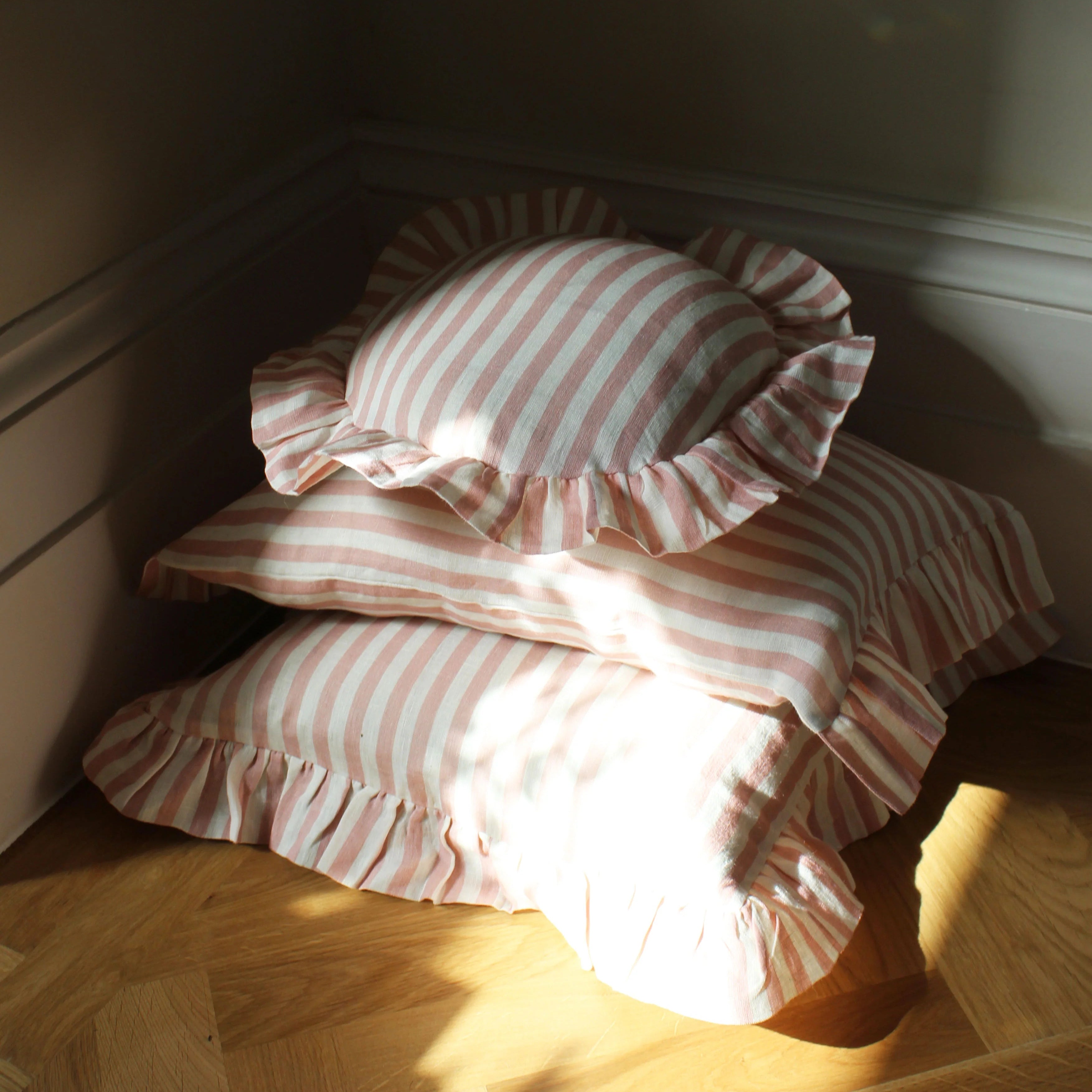 Amuse La Bouche Round Cushion in Blush Candy Stripe