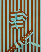 Heather Evelyn Classic Stripe Brown & Blue Gift Wrap