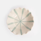 Caroline Gardner Striped Frilly Ceramic Bowl in Orange and Blue