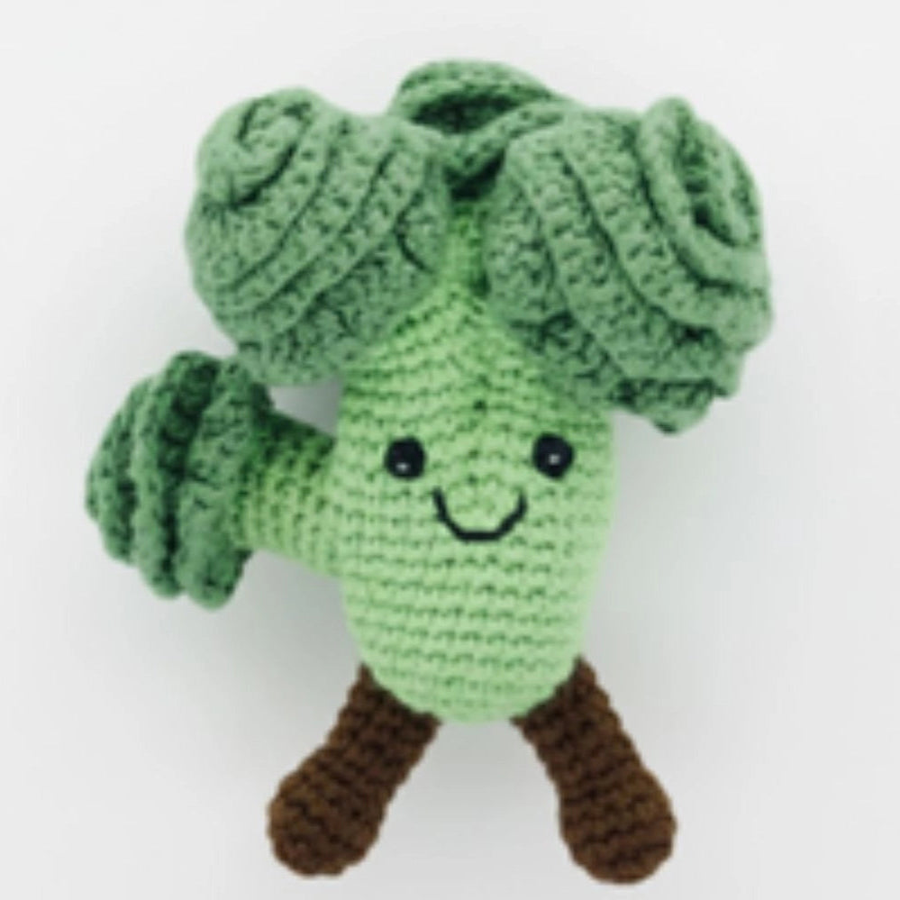 Best Years Organic Cotton Handmade Broccoli Rattle in Green