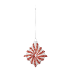 Bloomingville White and Red Candy Striped Christmas Ornament