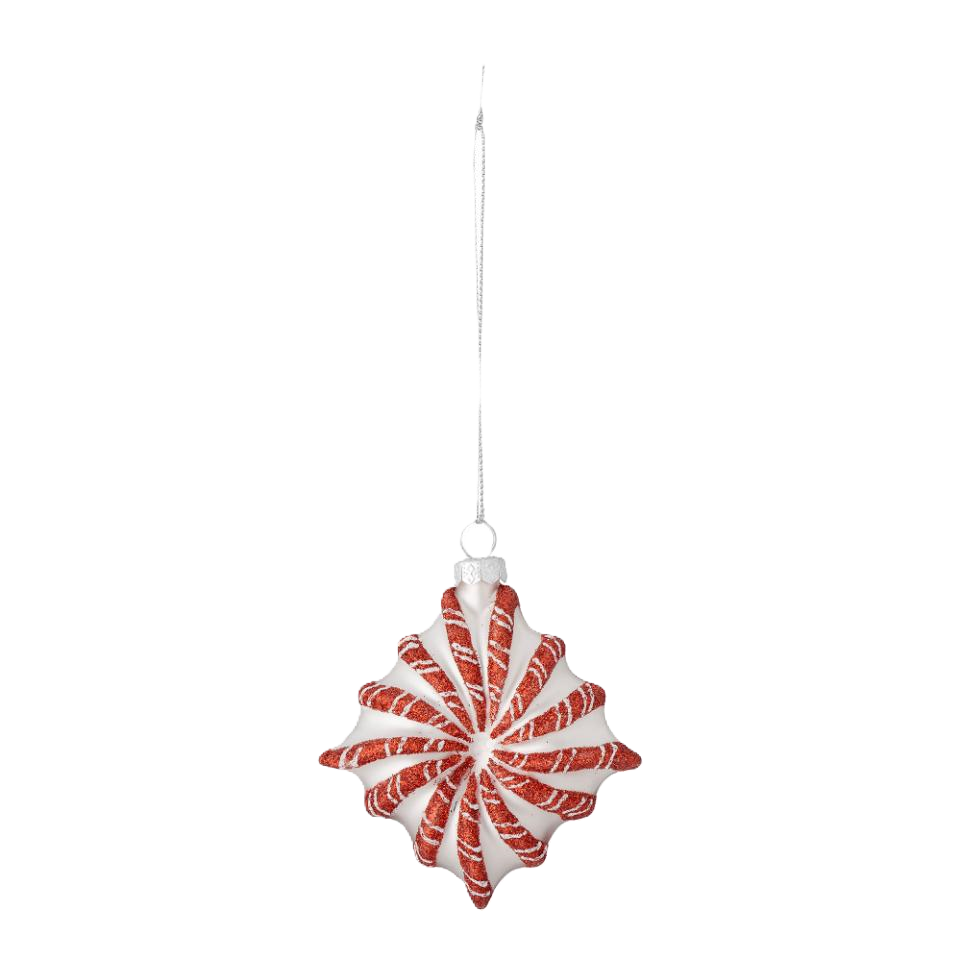Bloomingville White with Red Candy Striped Christmas Ornament