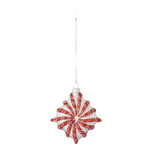 Bloomingville White and Red Candy Striped Christmas Ornament