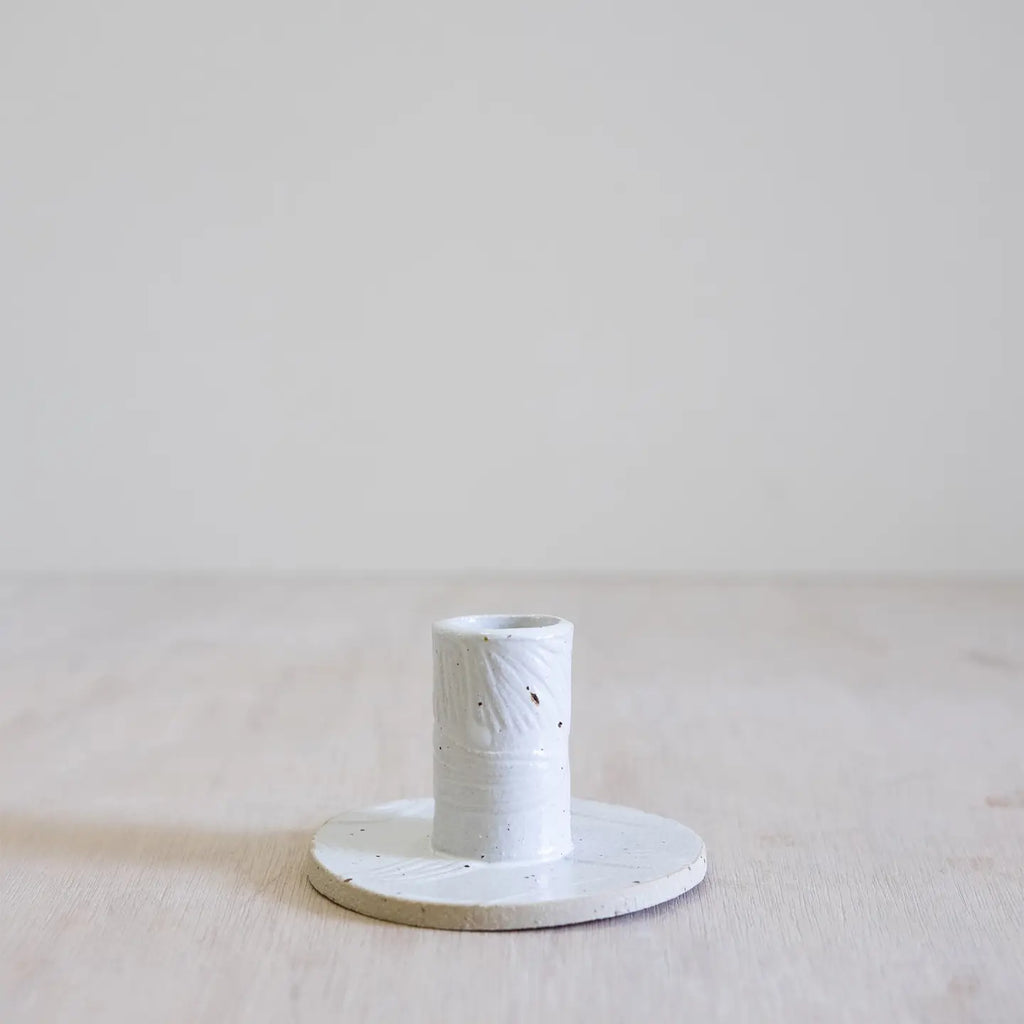 KP Studio Handmade Ceramic Candlestick Holder in Natural