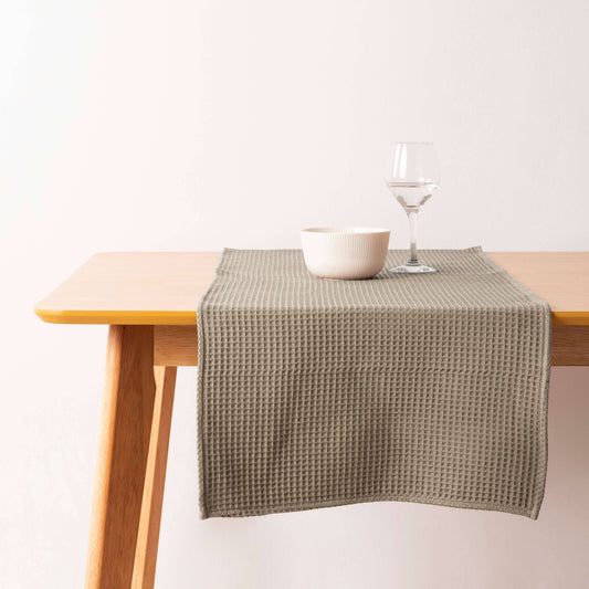 SG Hogar Waffle Table Runner in Walnut Brown