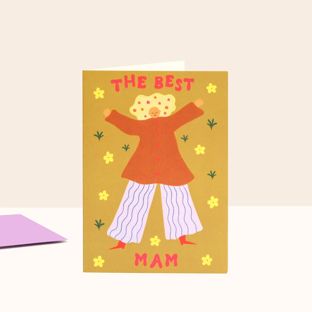 Little Black Cat The Best Mam Greeting Card