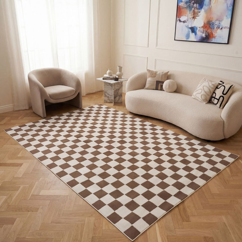 The Rugs Loft Checkerboard Brown Rug