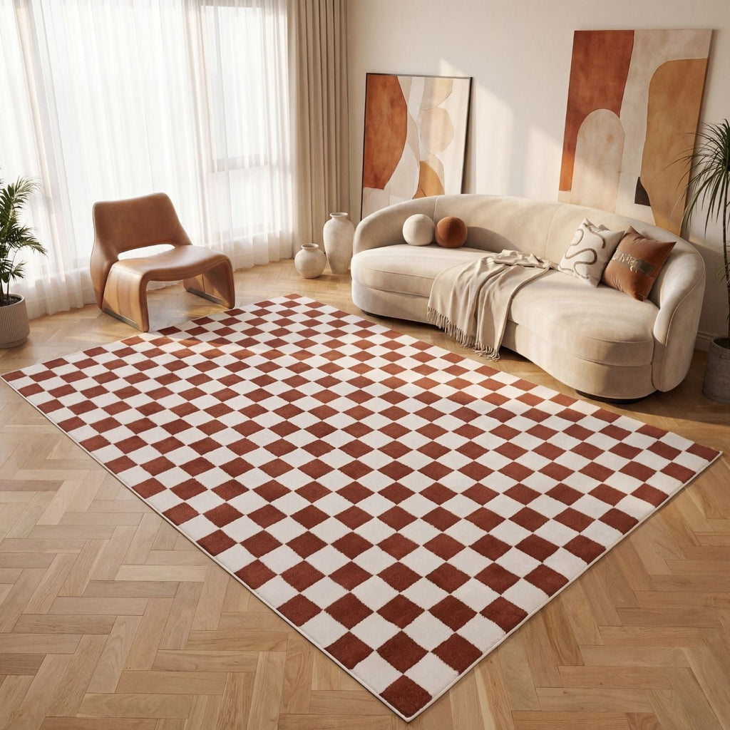 The Rugs Loft Checkerboard Terracotta Rug