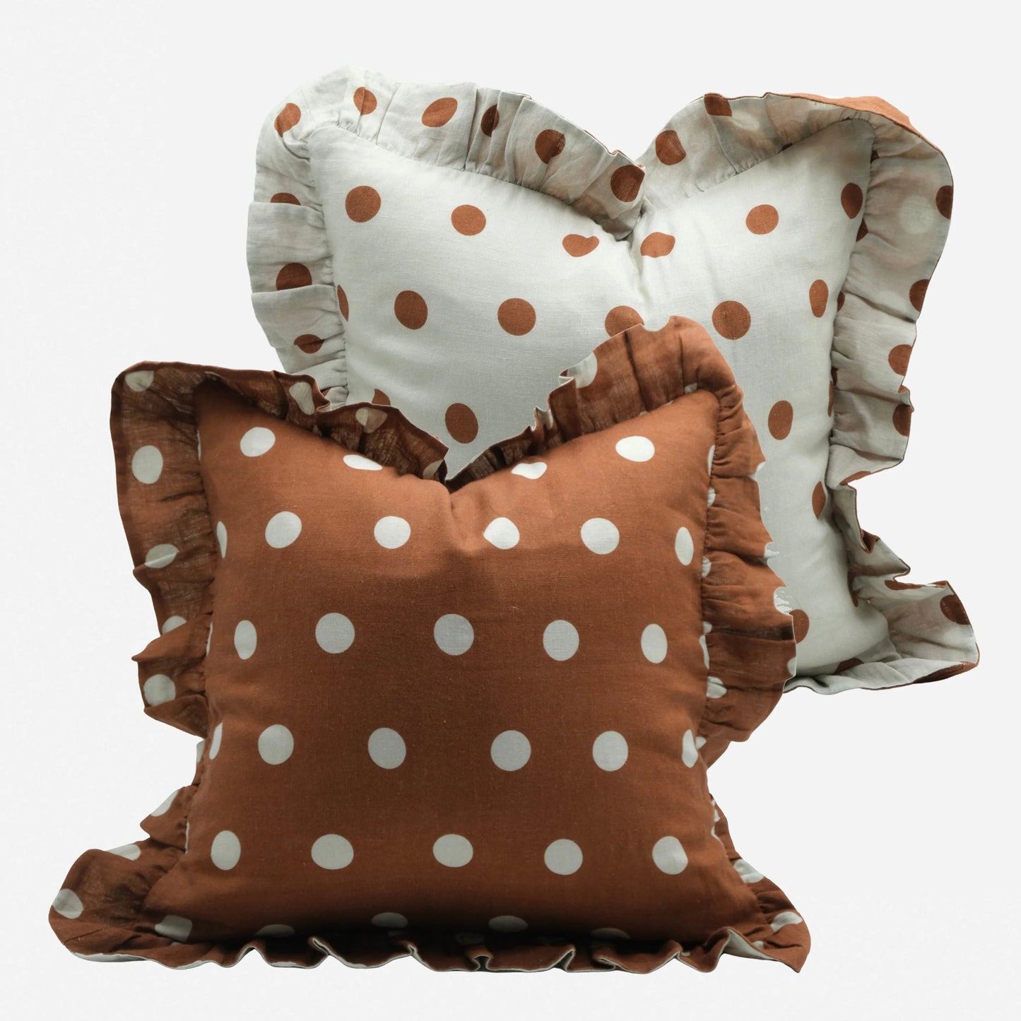 Amuse La Bouche Spotted Ruffle Cushion in Cinnamon