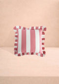 Casa Pink Candy Cabana Stripe Ruffled Cushion Cover