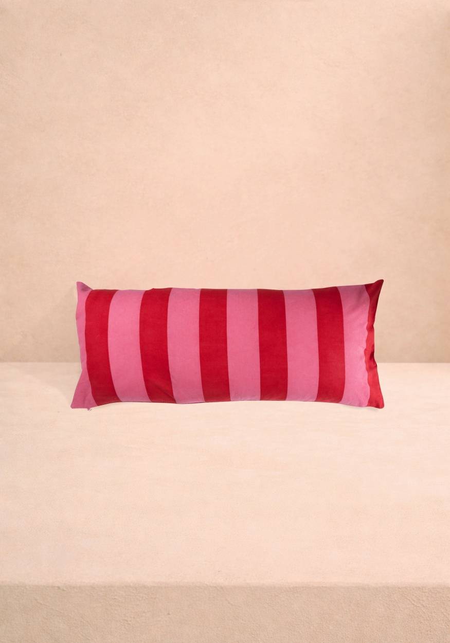 Casa Poppy Raspberry Cabana Stripe Long Lumbar Cushion Cover