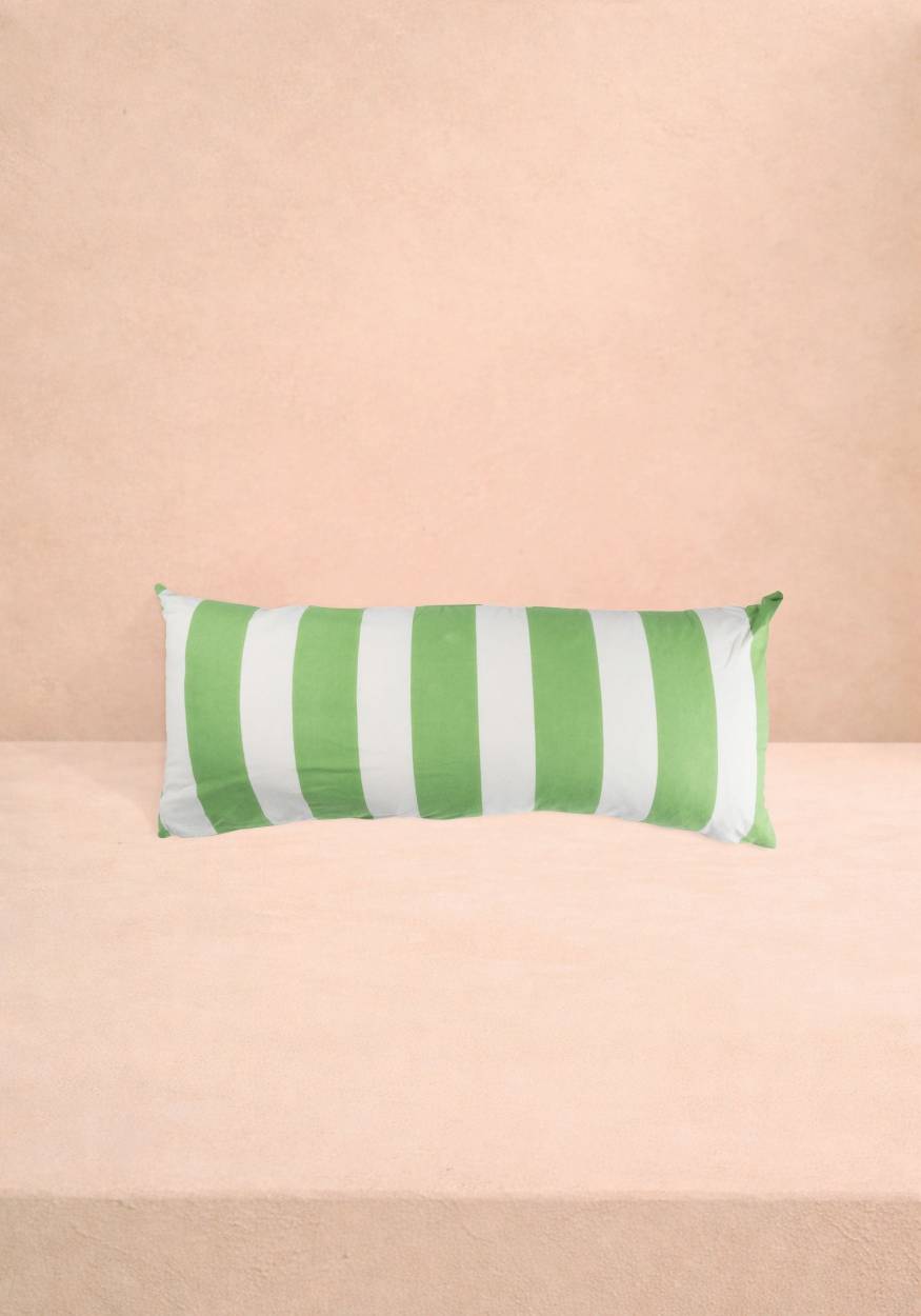 Casa Poppy Sage Cabana Stripe Long Bolster Cushion Cover