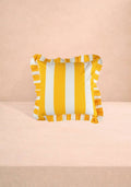Casa Yellow Cabana Stripe Ruffled Cushion Cover